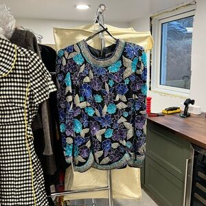 Vintage Carolyne Barton Silk and Beaded Top